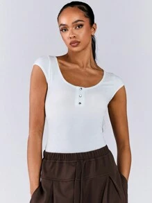 Athîral بدلة نسائية كاجوال من موحد اللون بياقة دائرية وأكمام قصيرة