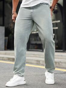 Manfinity Homme Men's Straight Fit Casual Pockets Jeans - Blue - View 3