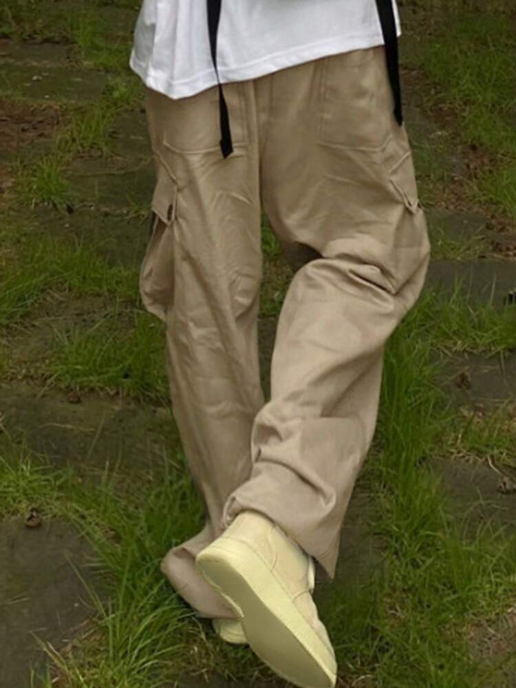 Men's Elastic Waist Drawstring Straight Leg Work Pants,Fall Clothes