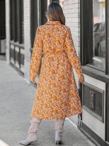 SHEIN LUNE 女式黄色碎花荷叶边下摆休闲短裙 - 彩色 - 查看 6