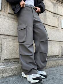 PAVTROS 复古美式工装多口袋阔腿休闲裤