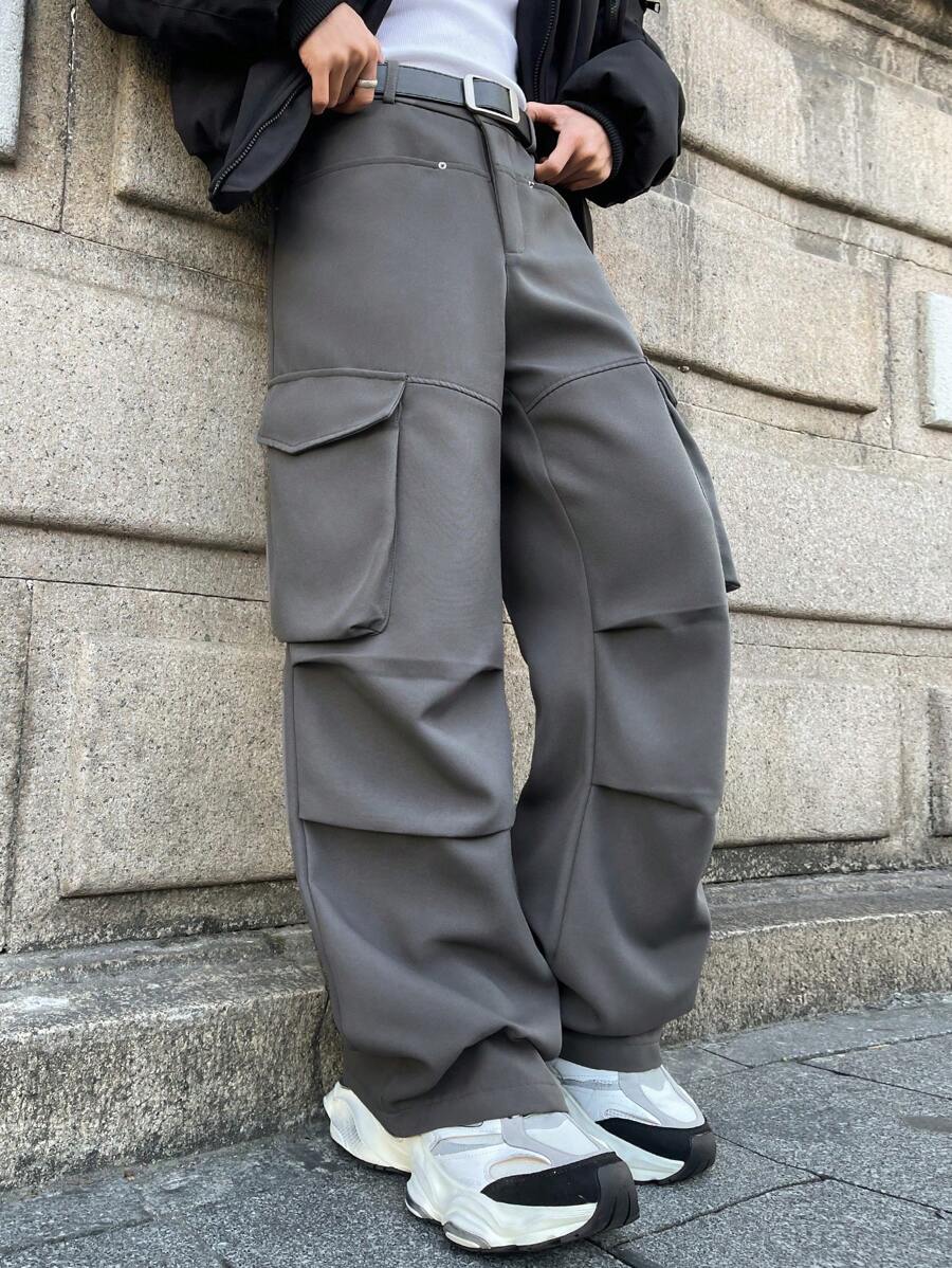 PAVTROS 复古美式工装多口袋阔腿休闲裤