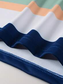 Manfinity Homme Men's Simple Casual Striped Print Front Button Polo Shirt - Multicolor - View 6