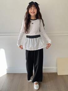 DAZY Tween Girl Loose Sweatpants, Autumn - Black - View 5