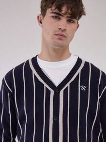 Musero Knit Button Up Striped Cardigan