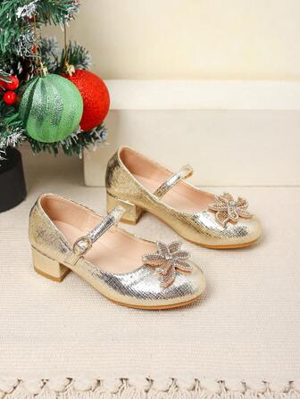1 双时尚女童花朵派对礼服鞋