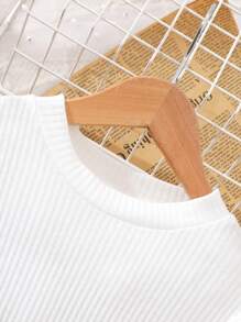 SHEIN Elladie kids Baby Girl Solid Color Patchwork Round Neck Long Sleeve Butterfly Decoration Dress