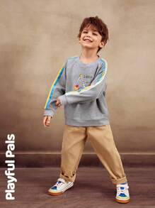 SHEIN 1pc Young Boys Straight Solid Color Gentleman Casual Pants, Basic Design Suitable For School And Outdoor Play, Spring/Summer Outfits - Yellow - View 5