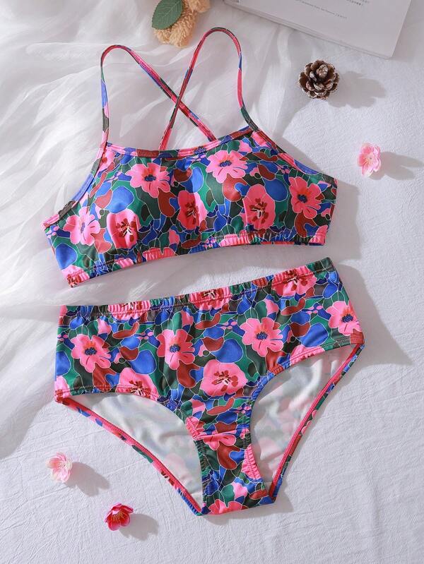 Ropa interior cómoda con estampado floral de todo el Body para adolescentes
