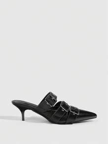 CUCCOO GRLICON 女士 Y2K 朋克风格高跟鞋，适合摩托车、酷女孩、万圣节、圣诞节、派对装扮 - 黑色 - 查看 3