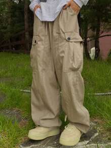 DAZY Men's Elastic Waist Drawstring Straight Leg Work Pants,Fall Clothes - Khaki - View 7