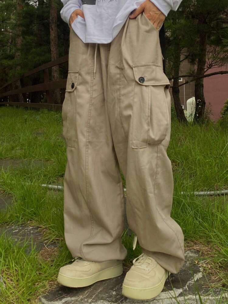 Men's Elastic Waist Drawstring Straight Leg Work Pants,Fall Clothes