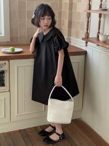 DAZY فستان كاجوال وأنيق للفتيات المراهقات بياقة بولو وأكمام قصيرة، لون سادة لليوم النتيجة