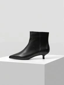 MOTF PREMIUM 时尚尖头高跟短靴，适合新年假期、情人节、春季鞋、春假复活节 - 黑色 - 查看 2