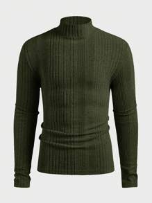 Manfinity VCAY 3 件套男士修身休闲圆领长袖 T 恤，适合秋季 - 軍綠色 - 查看 13