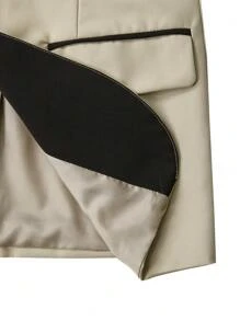 Manfinity Mode Conjunto de chaqueta de traje de manga larga con botones delanteros de dos tonos y pantalones de bolsillo de traje Manfinity Mode, traje de hombre color albaricoque claro, regalo para el novio