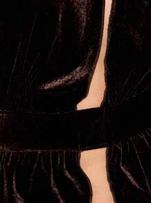 MUSERA 丝绒露背深V上衣，性感夏日度假伊比沙岛 - 軍綠色 - 查看 6