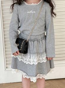 DAZY 2pcs/Set Pakaian Kasual Musim Gugur untuk Anak Perempuan (Remaja) - Grey - View 2