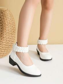 Girl's White High Heel Shoes, Children Shoes - White - View 1