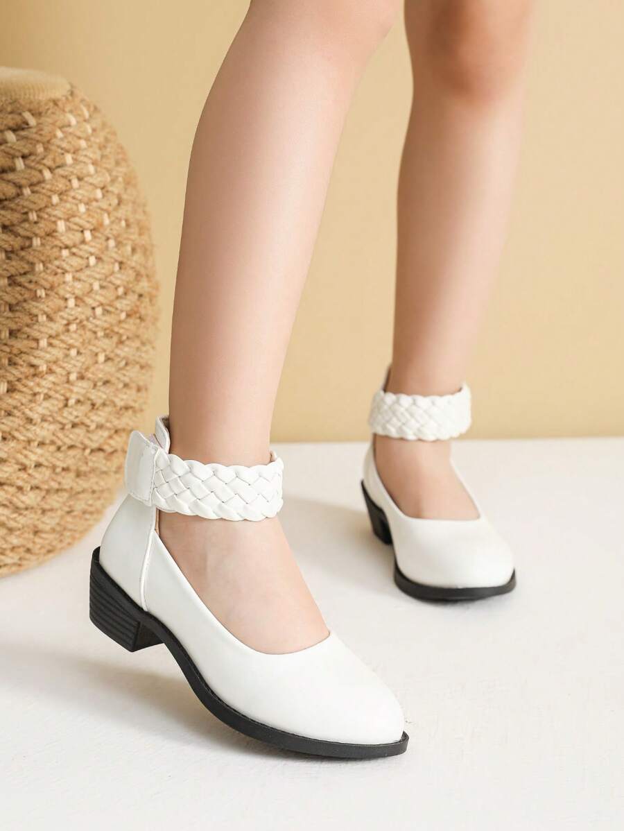 Girl's White High Heel Shoes, Children Shoes - White - View 1