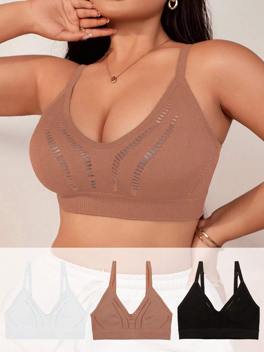 SHEIN Sutiene de mărime mare și sutiene fără fir, ținută de zi cu zi simplă și elegantă