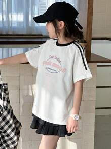 DAZY 青少年女孩 T 恤，秋季服装 - 白色 - 查看 2