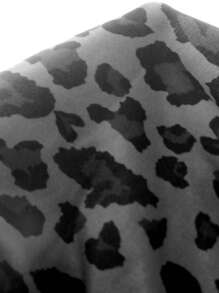 SHEIN EZwear 女款豹纹修身喇叭裤 - 灰色 - 查看 6