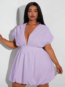 SHEIN SXY Sukienka z krótkim rękawem i bufiastymi rękawami na imprezę ukończenia szkoły w dużym rozmiarze