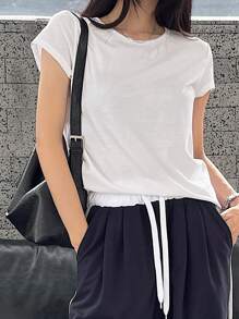 DAZY Basic Casual Solid Color Office Lady T-Shirt For Women, Spring/Summer