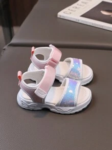 1 双时尚粉色女童舒适凉鞋，带缓冲鞋底和透气材料 - 粉色 - 查看 3