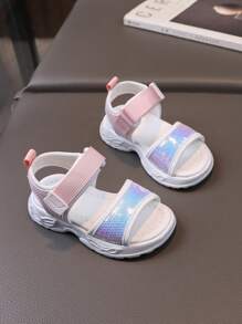 1 双时尚粉色女童舒适凉鞋，带缓冲鞋底和透气材料 - 粉色 - 查看 5