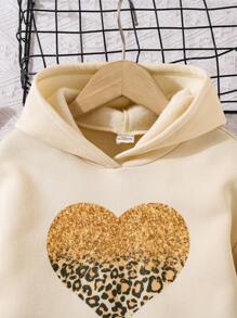 SHEIN Leap Crew Bộ 2 Áo Hoodie Họa Tiết Trái Tim Có Viền Cong Trễ Vai Cho Bé Gái, Phong Cách Thể Thao, Thích Hợp Mặc Thường Ngày & Hàng Ngày & Đi Học Hàng Ngày Vào Mùa Thu & Đông - Nhiều màu - Xem 3