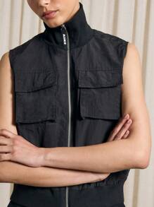 AiiRZ Utility Flight Vest Tactical Military Crop Vest Athleisure Workout Spring Autumn Streetwear Performance Active Sporty Outerwear - Black - View 5