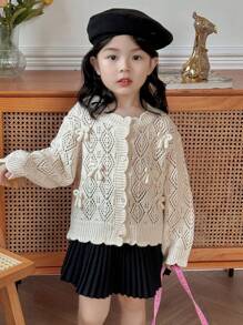DAZY Girls (Young Girl) Cardigan For Fall - Apricot - View 4