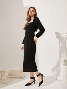 CUCCOO CHICEST 2024 New Spring Sexy Satin Black Thin Strap High Heels For New Year Holiday - Black - View 2