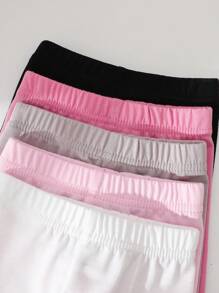 SHEIN 5件套新生儿休闲打底裤，黑色+中灰色+浅粉色+白色+浅粉色，居家/休闲时尚秋冬装 - 彩色 - 查看 5