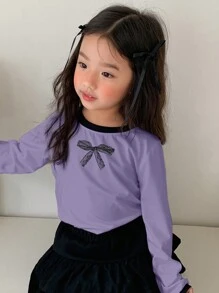 DAZY Young Girl Butterfly Print T-Shirt - Purple - View 1