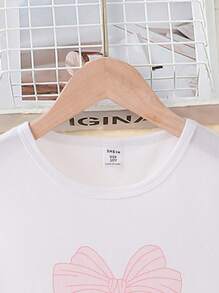 2pcs Girls Butterfly & Stripes Print Casual Home Outfit Set Including Long Pants And Long Sleeve Top