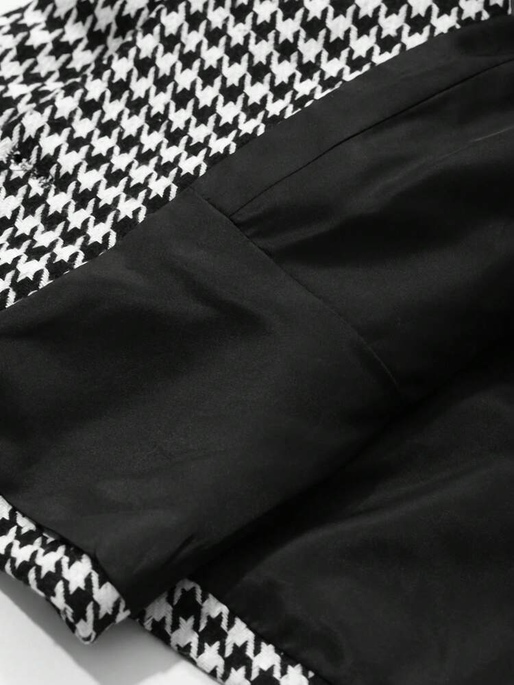 Women's Casual Houndstooth Colorblock Lapel Long Sleeve Blazer Jacket, Autumn,Fall Women Clothes Plaid Business Attire