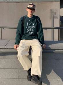 DAZY Pantalones casuales de carga de pierna recta y holgados con bolsillos para hombres - Albaricoque - Ver 6