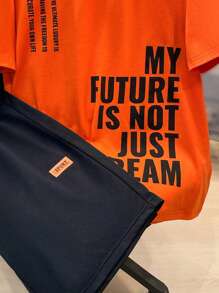 SHEIN Leap Crew 2pcs/Set Teen Boys Casual Loose Comfy Versatile Printed Short Sleeve Top And Shorts Set - Multicolor - View 6