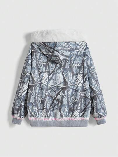 Kawaii sweat-shirt à capuche moelleux avec lacets et paillettes, style camouflage Y2K streetwear pour femmes