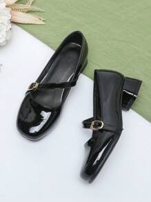 Metallic Decor Children's Fashion Shiny High Heel Casual Shoes