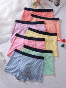 7pcs/Pack Milk Silk Striped Casual Waistbands Underwear For Teenage Boys