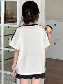 DAZY 青少年女孩 T 恤，秋季服装 - 白色 - 查看 5