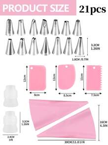 SHEIN Basic living Ensemble De 21 Pièces De Sacs À Pâtisserie Roses Et De Pointes De Décoration