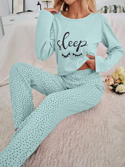 RueChic 100% Katoenen Eye Heart Printed PJ Set view 5