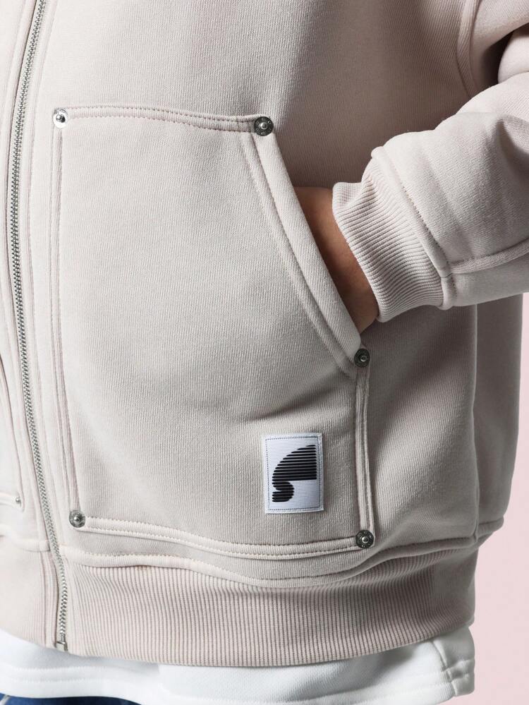Übergroßes Kapuzen-Sweatshirt mit durchgehendem Reißverschluss und robustem Reißverschluss