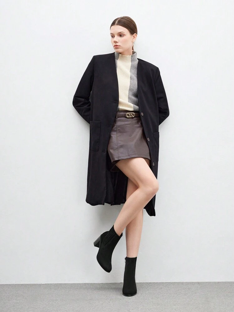 CUCCOO BIZCHIC Fashionable Solid Color Side Zipper Casual Versatile Women's High Heel Ankle Boots Valentine's Day