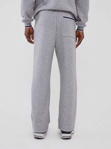 Musero Straight Leg Retro Style Branded Patch Detailing Jersey Joggers Contrast Striped Pocket Tracksuit Sweatpants Bottom Only SPRING SUMMER - Light Grey - View 4
